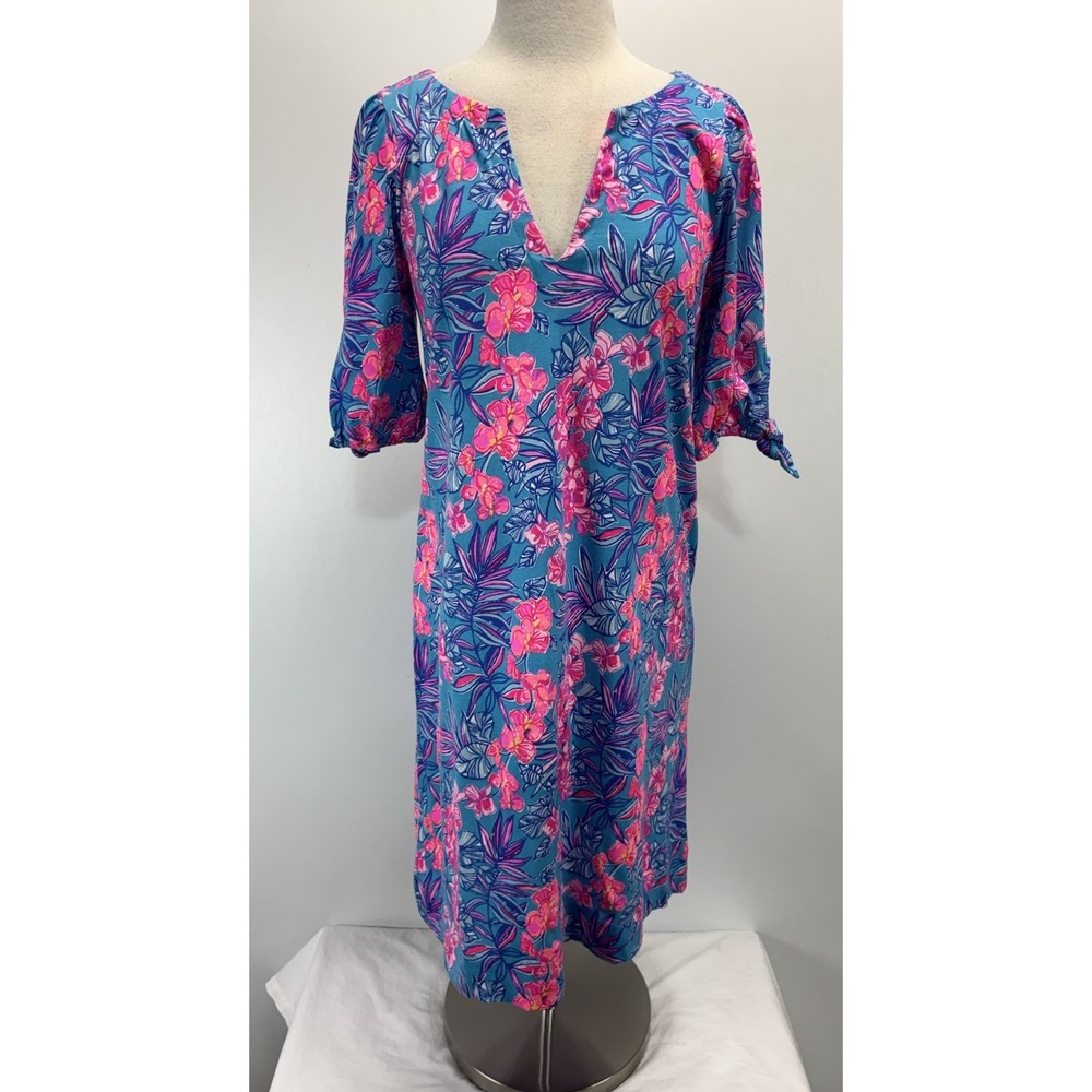 NEW! Lilly Pulitzer Easley Dress Sz Large Orchid Oasis Cotton Shift